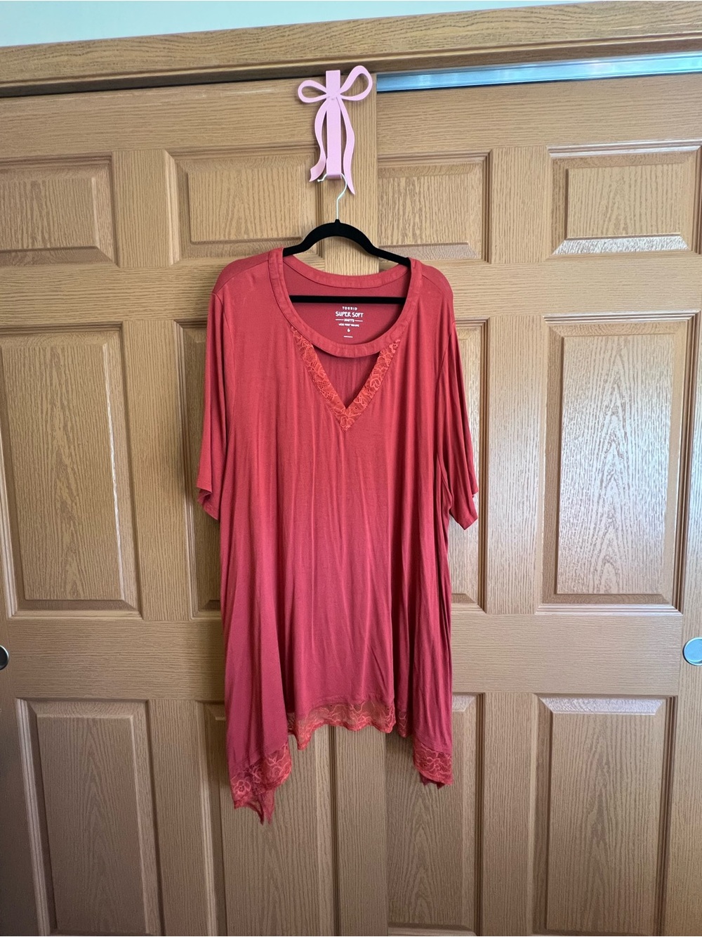 torrid Rust Lace-Trim V-Neck Tunic